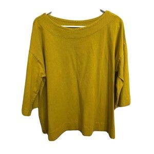 BRYN WALKER Small Oversize Top Shirt Tunic Mustard Yellow Lagenlook Flowy   Boat
